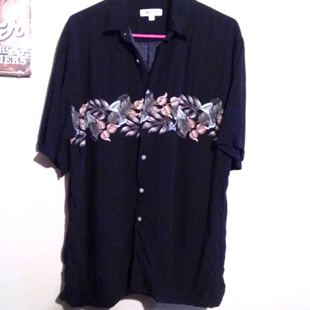 Vintage Leaf Martini Print Casual Short Sleeve Button up